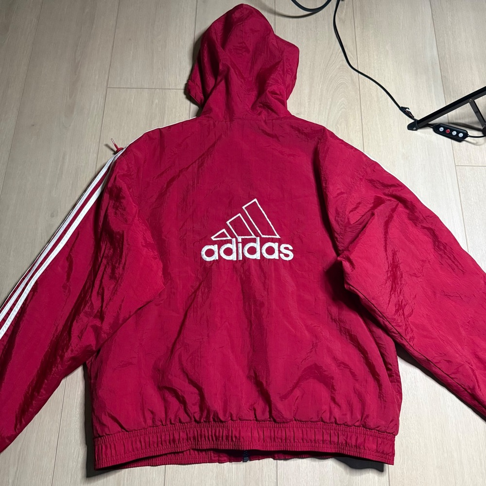 Adidas Windbreaker puff Jacket Mens Medium Red Vintage Full Zip - Picture 8 of 8